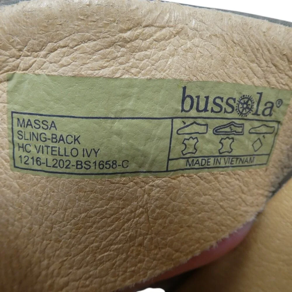 Bussola Massa Wedge‎ Sandals Womens 37 US 6-6.5 Green Leather Studded Slingback